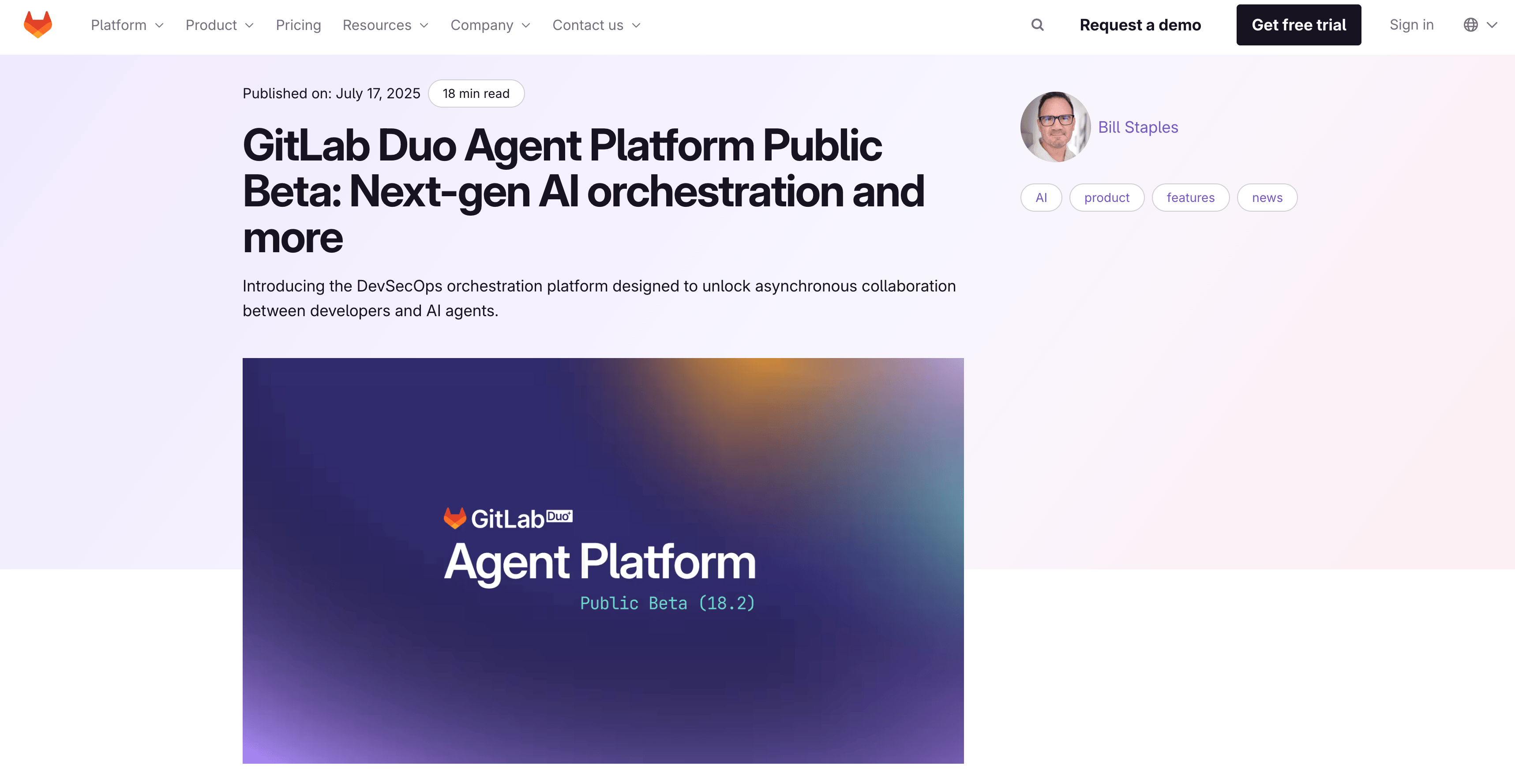 GitLab Duo Agent Platform public beta announcement