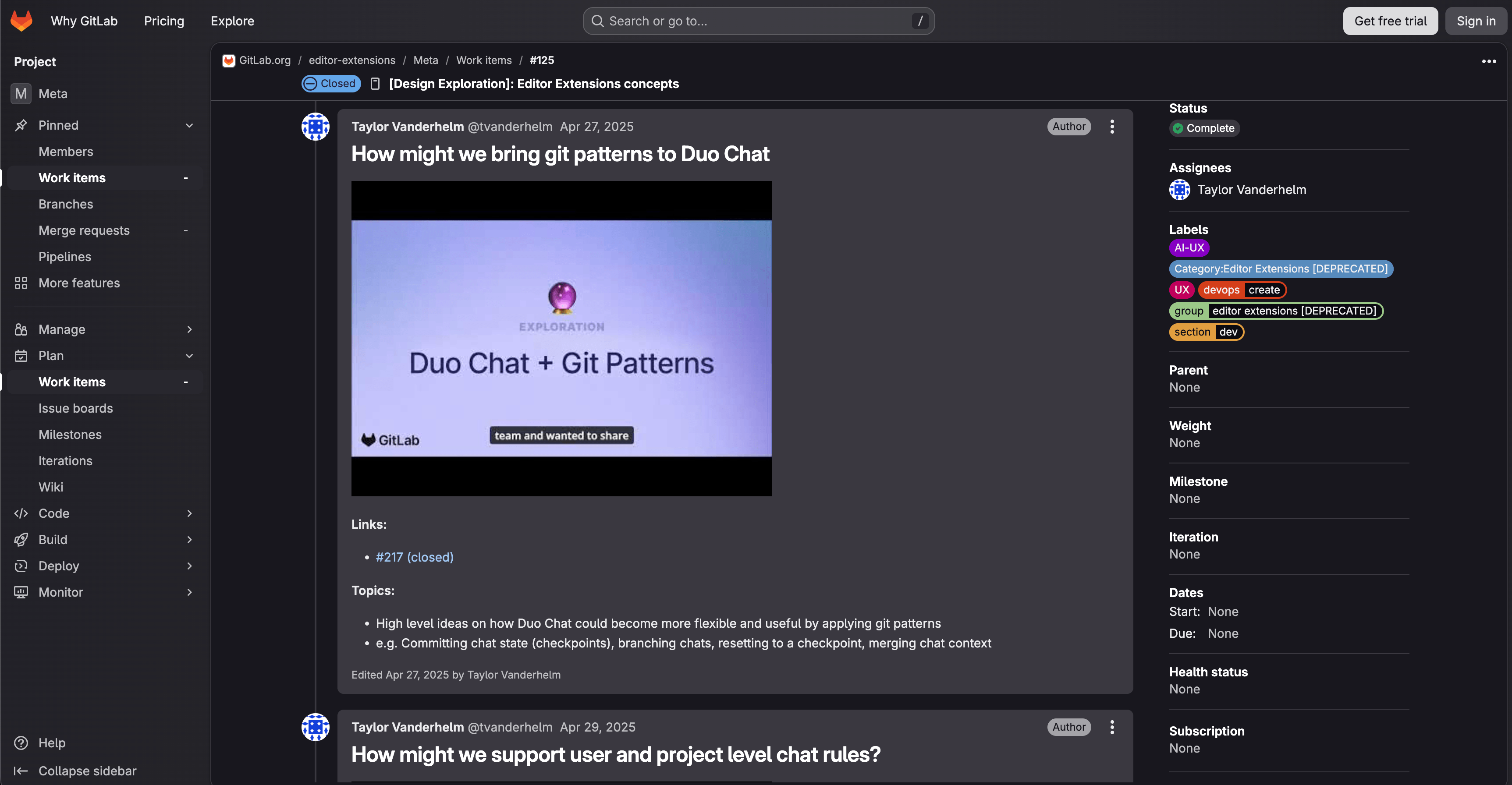 GitLab Duo product and interaction design explorations
